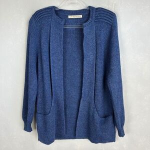Simply Natural women one size cardigan alpaca blend blue open front w pockets